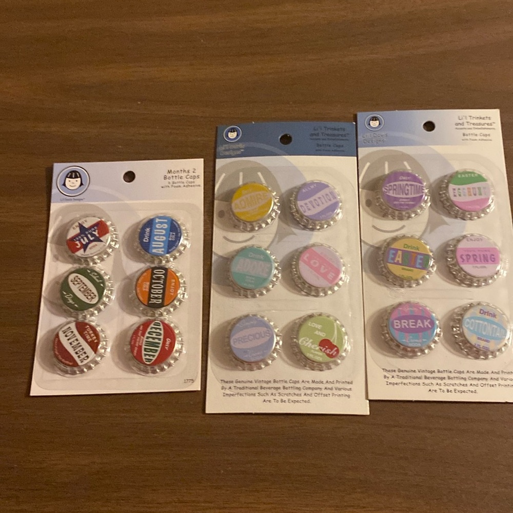 Months, Valentine, Holidays, and Seasonal Decorative  Bottle Caps